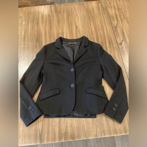 Bally black collar office jacket 2 button up blazer medium - Picture 1 of 12
